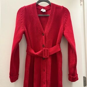 Goop G Label Women's Red Belted Cardigan Sweater